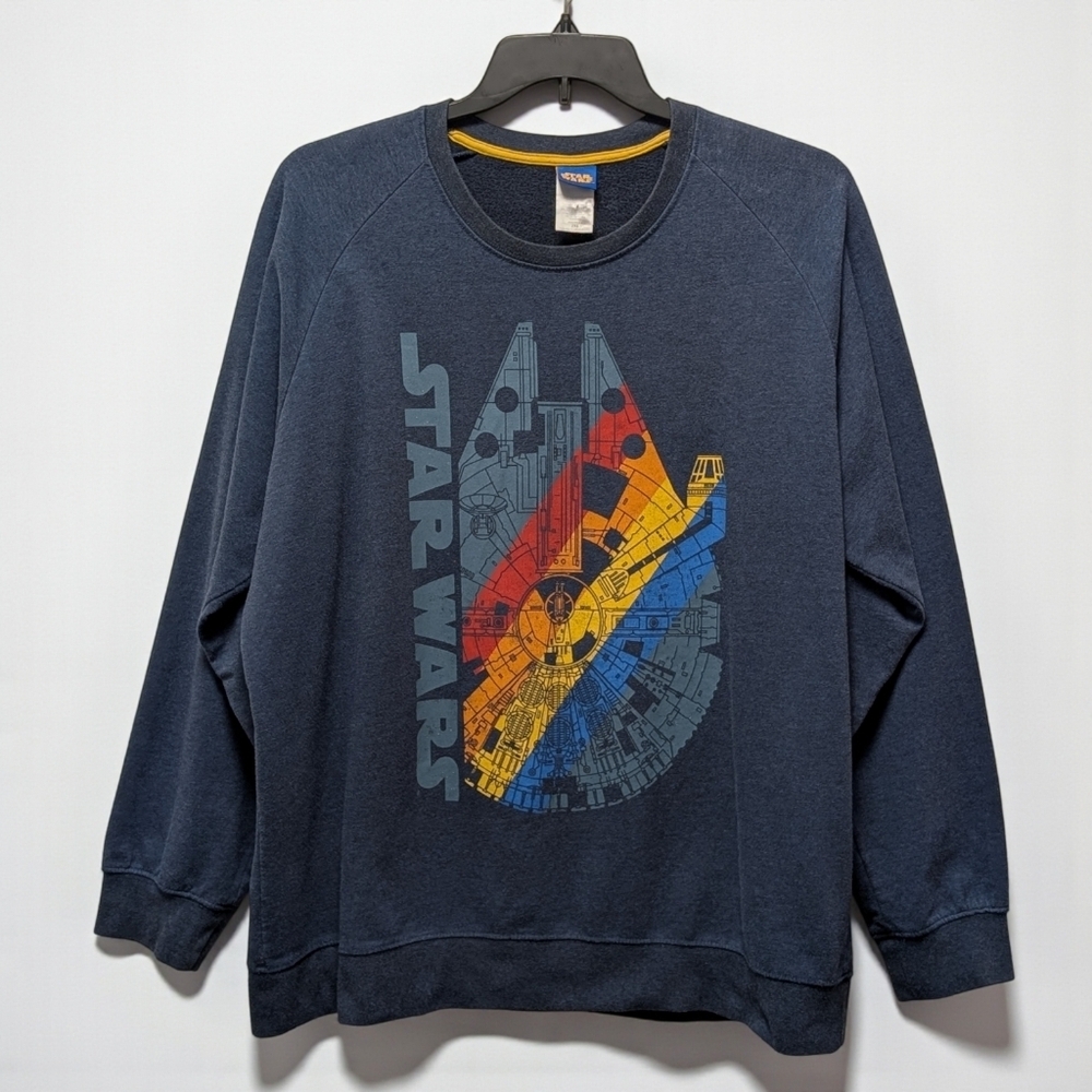 Star Wars Millenium Falcon Cozy Navy Blue Gray Rainbow Sweatshirt Pullover 2XL - Picture 13 of 13